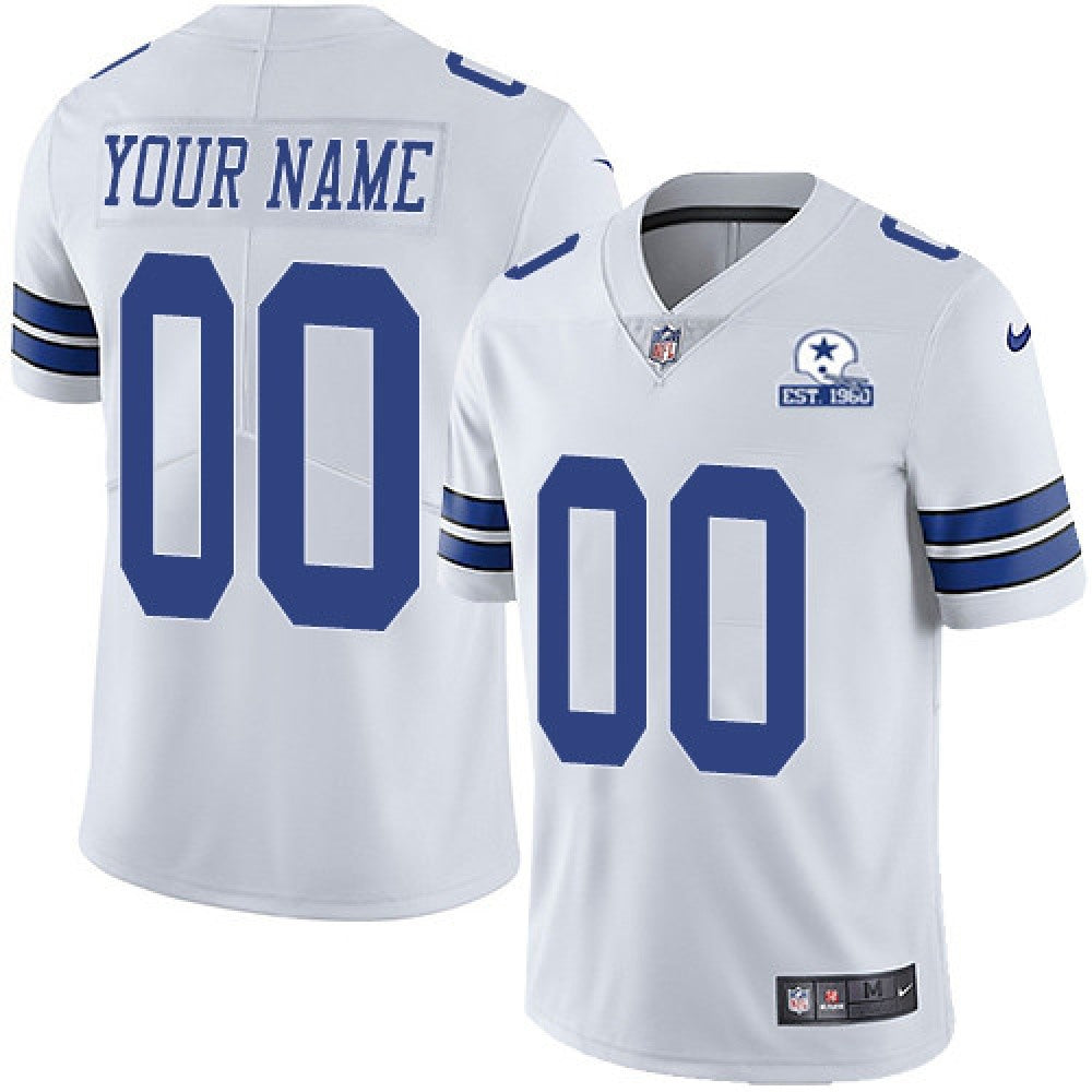 Men's Dallas Cowboys ACTIVE PLAYER Custom White With Established In 1960 Patch Limited Stitched NFL Jersey 