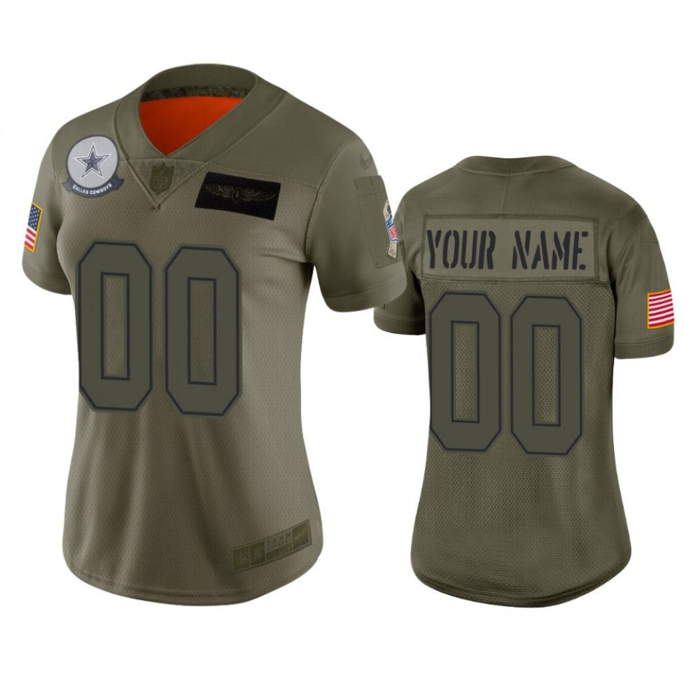 Women's Dallas Cowboys Customized 2019 Camo Salute To Service NFL Stitched Limited Jersey(Run Small 