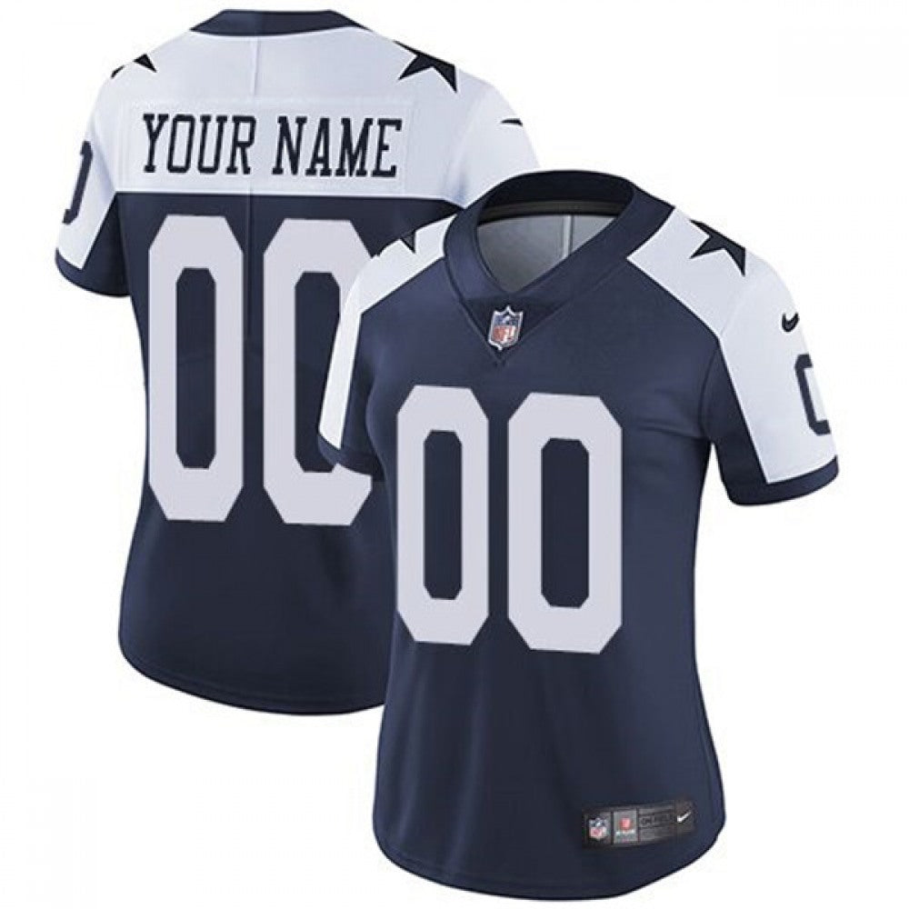 Women's Dallas Cowboys ACTIVE PLAYER Custom Navy Blue Thanksgiving Limited Stitched Jersey 