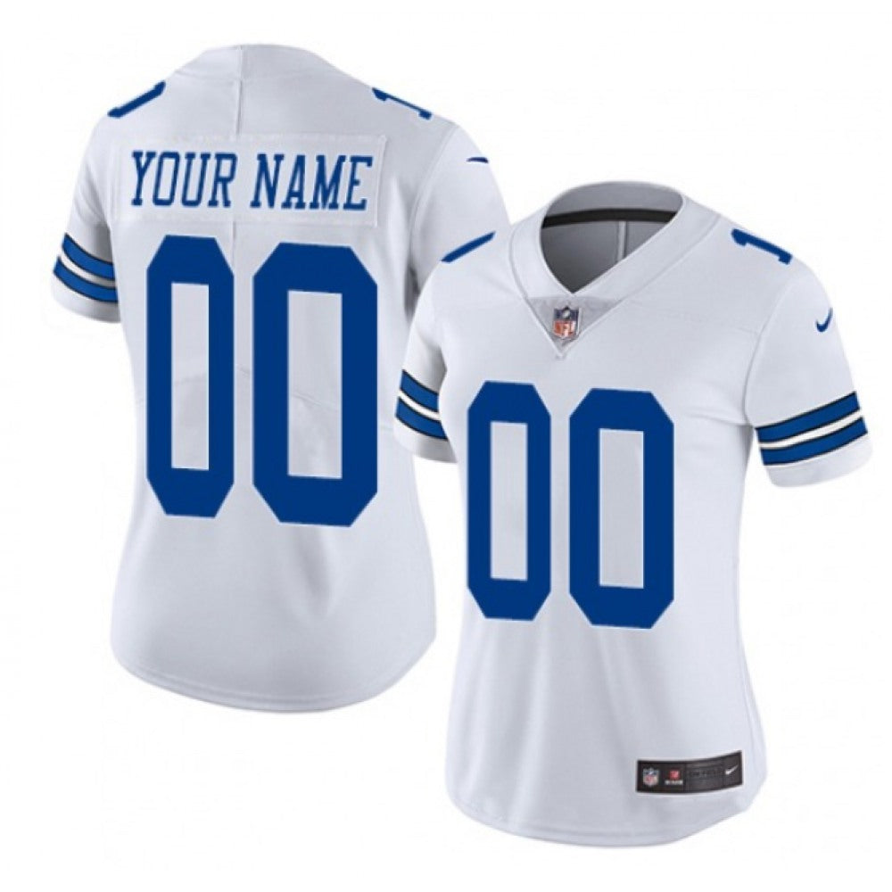 Women's Dallas Cowboys Customized White Vapor Untouchable Stitched Jersey(Run Small 