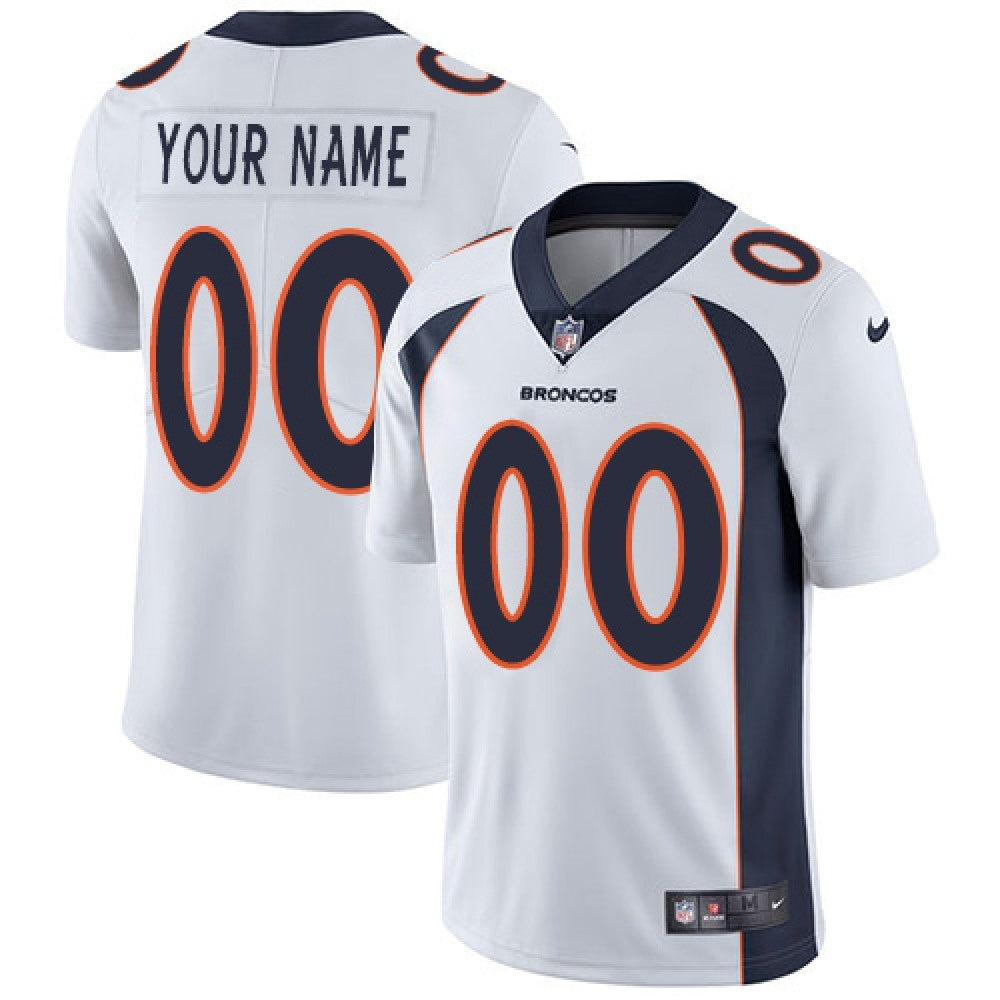 Men's Denver Broncos Customized White Vapor Untouchable NFL Stitched Limited Jersey 