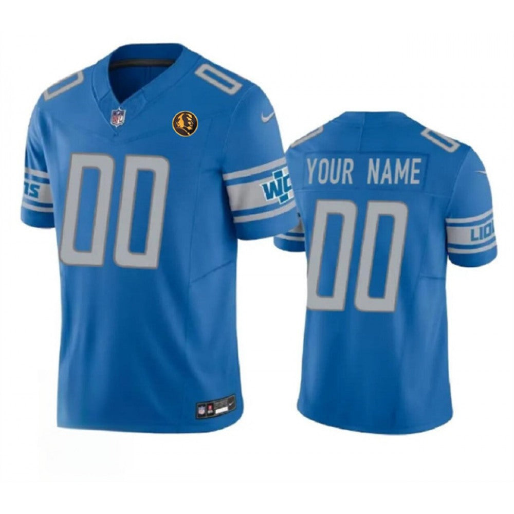Men's Detroit Lions Active Player Custom Blue 2023 F.U.S.E. With John Madden Patch Vapor Limited Stitched Football Jersey 