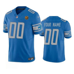 Men's Detroit Lions Active Player Custom Blue 2023 F.U.S.E. With John Madden Patch Vapor Limited Stitched Football Jersey 