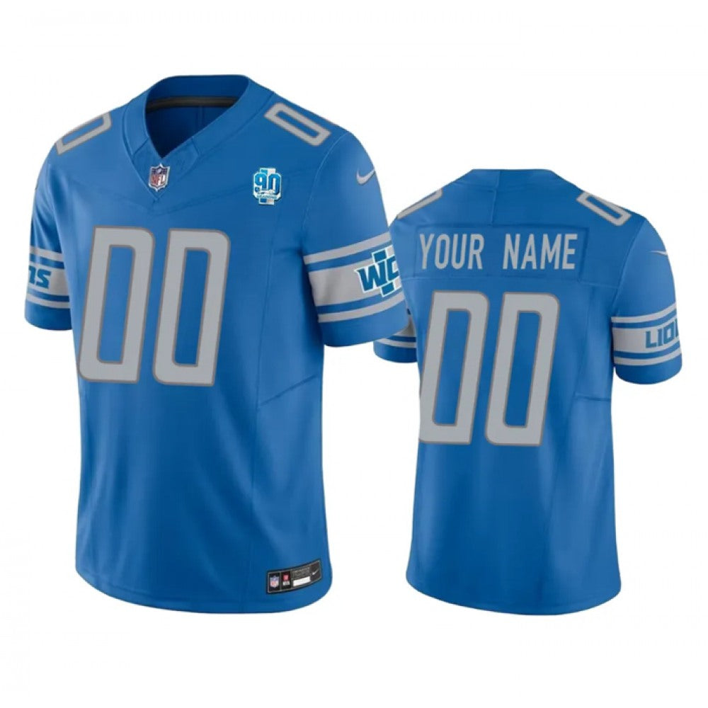 Men's Detroit Lions Active Player Custom Blue 2023 F.U.S.E. 90th Anniversary Vapor Untouchable Limited Stitched Jersey 