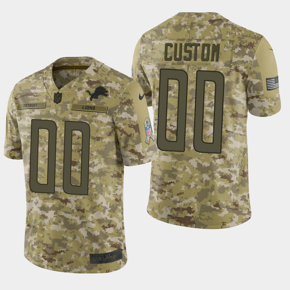 Men's Detroit Lions Customized Camo Salute To Service NFL Stitched Limited Jersey 