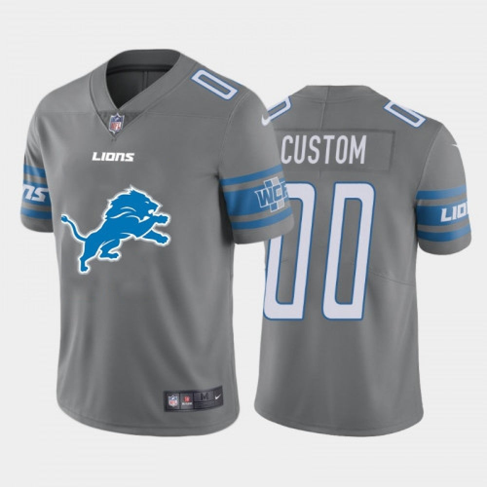 Men's Detroit Lions ACTIVE PLAYER Custom Grey 2020 Team Big Logo Limited Stitched Jersey 