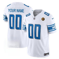 Men's Detroit Lions Active Player Custom White 2023 F.U.S.E. With John Madden Patch Vapor Limited Stitched Football Jersey 