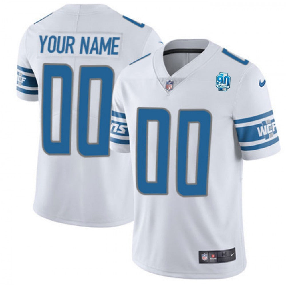 Men's Detroit Lions Active Player Custom White 90th Anniversary Vapor Untouchable Limited Stitched Jersey 