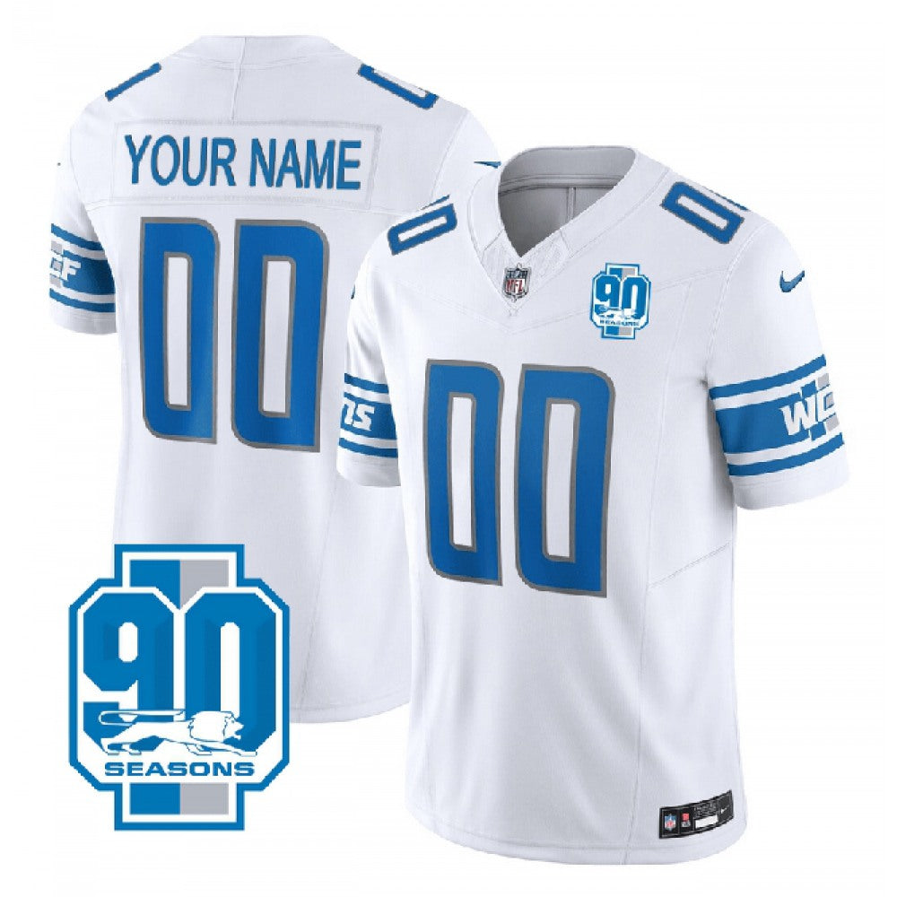 Wome's Detroit Lions Active Player Custom White 2023 F.U.S.E. 90th Anniversary Vapor Limited Stitched Football Jersey 