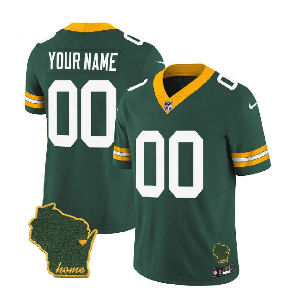 Men's Green Bay Packers Customized Green 2023 F.U.S.E. Home Patch Vapor Untouchable Limited Stitched Jersey 