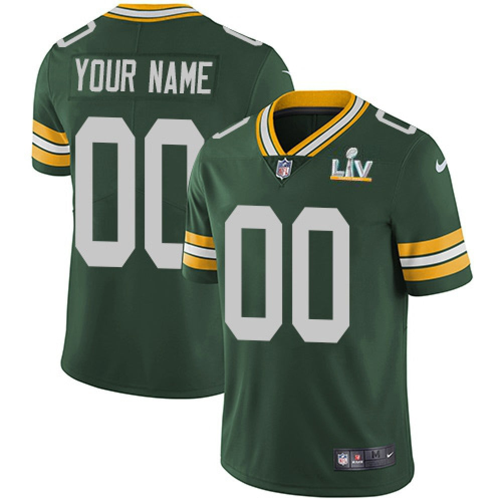 Men's Green Bay Packers Customized 2021 Green Super Bowl LV Limited Stitched Limited Stitched Jersey 
