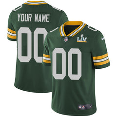 Men's Green Bay Packers Customized 2021 Green Super Bowl LV Limited Stitched Limited Stitched Jersey 