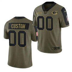 Men's Green Bay Packers ACTIVE PLAYER Custom 2021 Olive Salute To Service Limited Stitched Jersey 