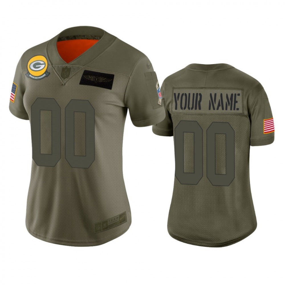 Women's Green Bay Packers Customized 2019 Camo Salute To Service NFL Stitched Limited Jersey(Run Small 