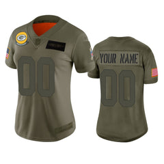 Women's Green Bay Packers Customized 2019 Camo Salute To Service NFL Stitched Limited Jersey(Run Small 