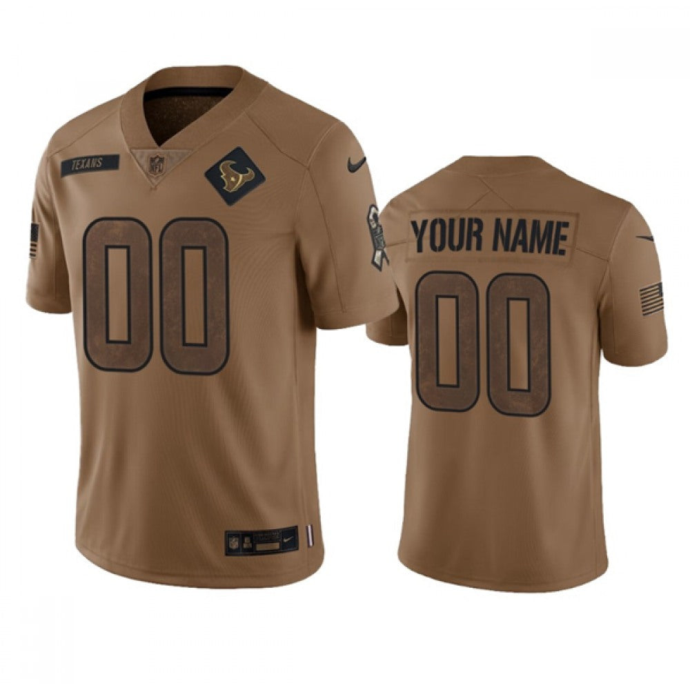 Men's Houston Texans Active Player Custom 2023 Brown Salute To Service Limited Stitched Jersey 