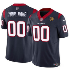 Men's Houston Texans Active Player Custom Navy 2023 F.U.S.E. With John Madden Patch Vapor Limited Stitched Football Jersey 
