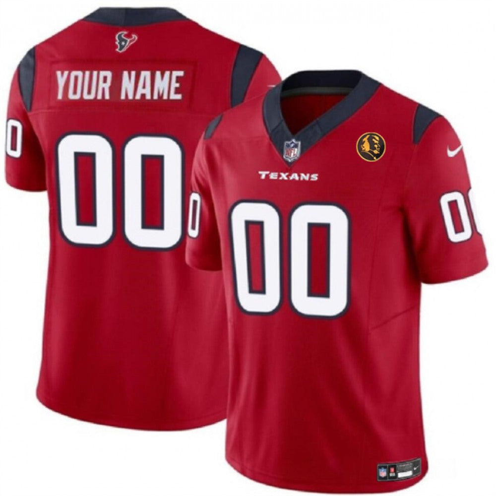Men's Houston Texans Active Player Custom Red 2023 F.U.S.E. With John Madden Patch Vapor Limited Stitched Football Jersey 