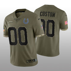 Men's Indianapolis Colts ACTIVE PLAYER Custom Olive 2022 Salute To Service Limited Stitched Jersey 