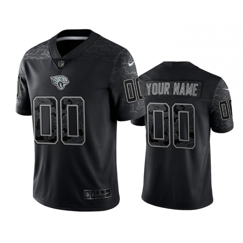 Men's Jacksonville Jaguars Customized Customized Black Reflective Limited Stitched Jersey 