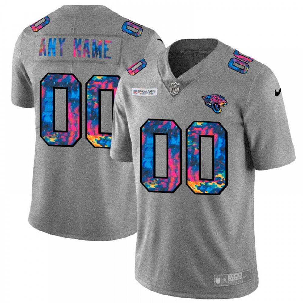 Men's Jacksonville Jaguars Customized 2020 Grey Crucial Catch Limited Stitched Jersey 