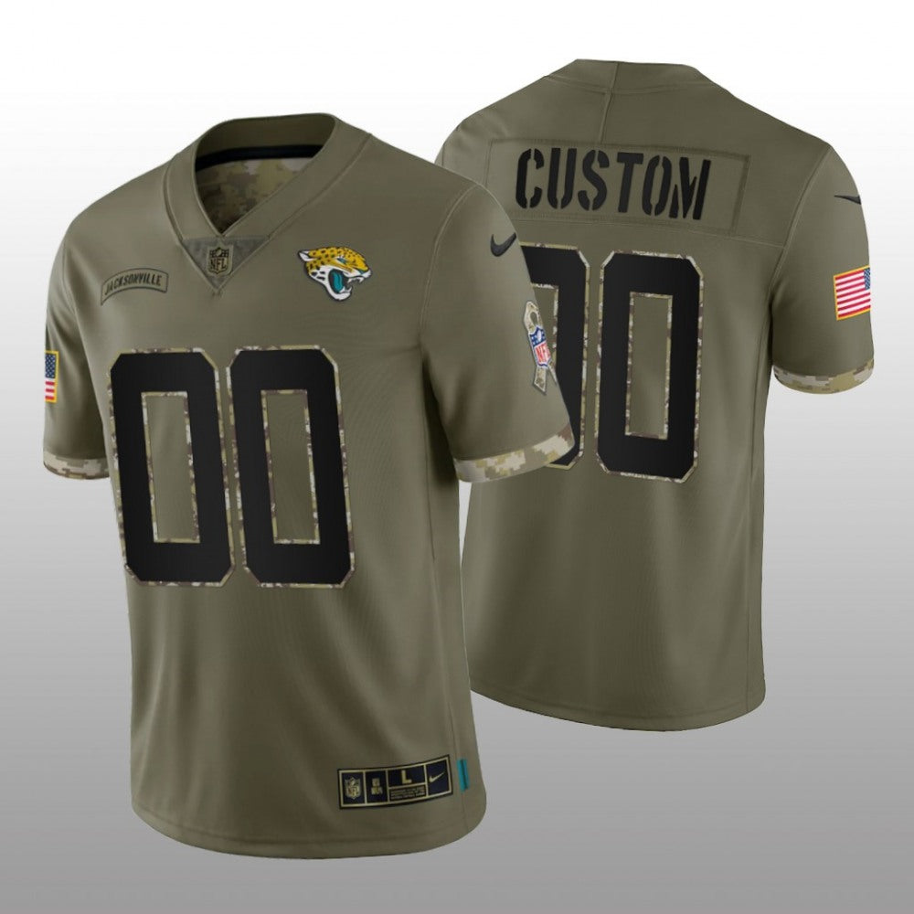 Men's Jacksonville Jaguars ACTIVE PLAYER Custom Olive 2022 Salute To Service Limited Stitched Jersey 