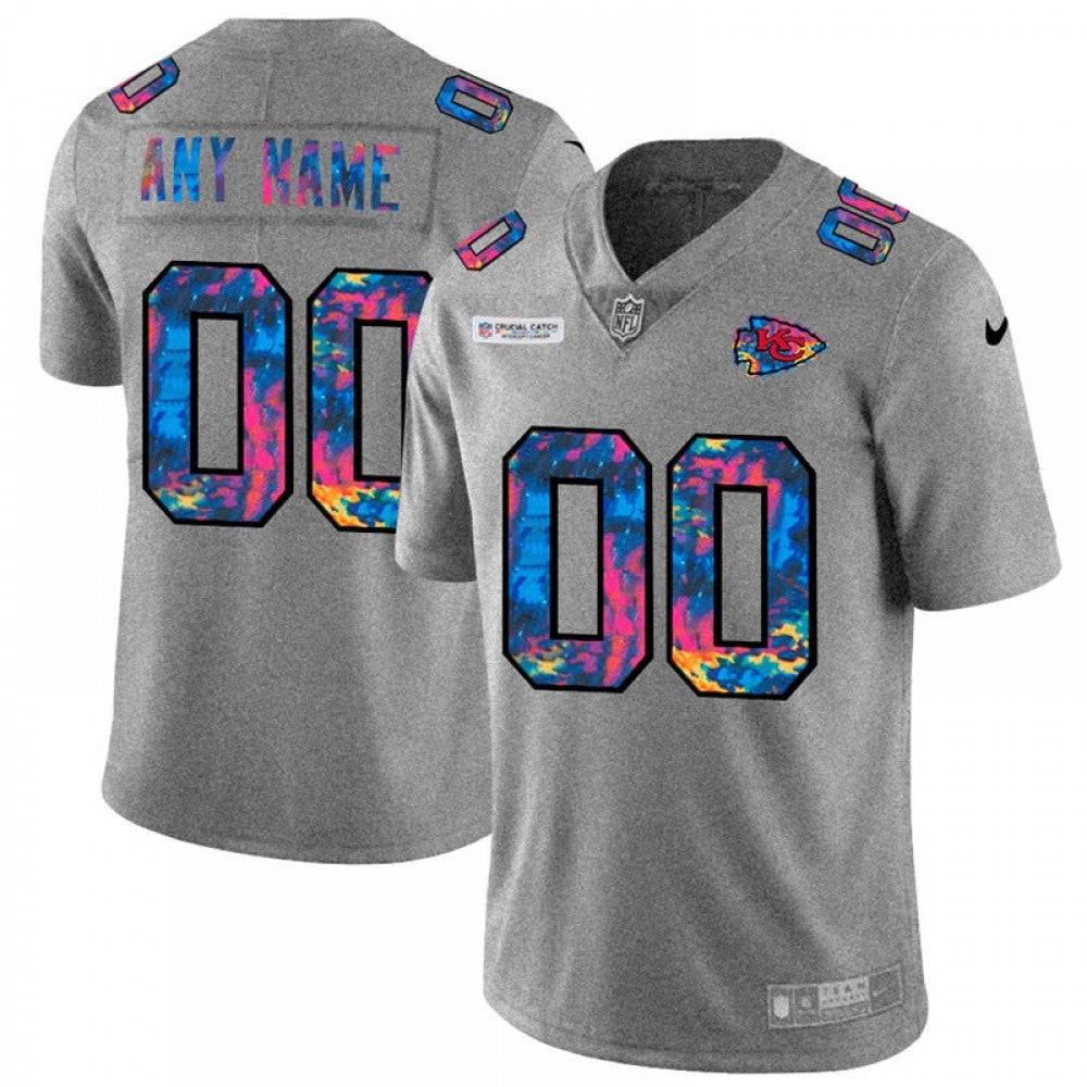 Men's Kansas City Chiefs ACTIVE PLAYER Custom 2020 Grey Crucial Catch Limited Stitched Jersey 