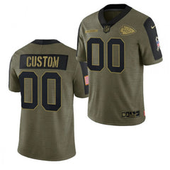 Men's Kansas City Chiefs ACTIVE PLAYER Custom 2021 Olive Salute To Service Limited Stitched Jersey 