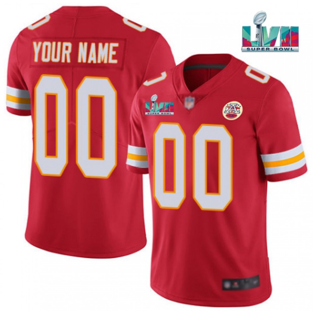 Men's Kansas City Chiefs Custom Red Super Bowl LVII Vapor Limited Stitched Jersey 