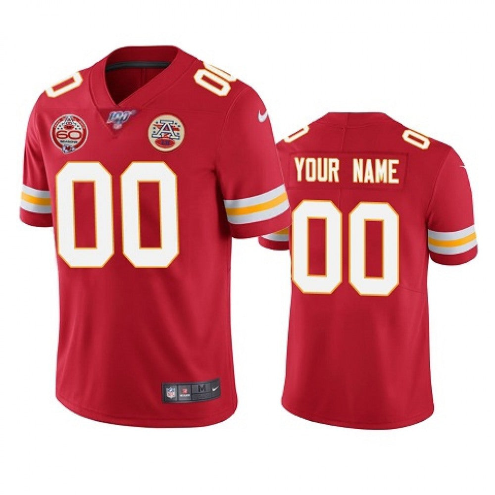 Men's Kansas City Chiefs ACTIVE PLAYER Custom Red 100th Season With 60 Patch Vapor Untouchable Limited Stitched NFL Jersey 