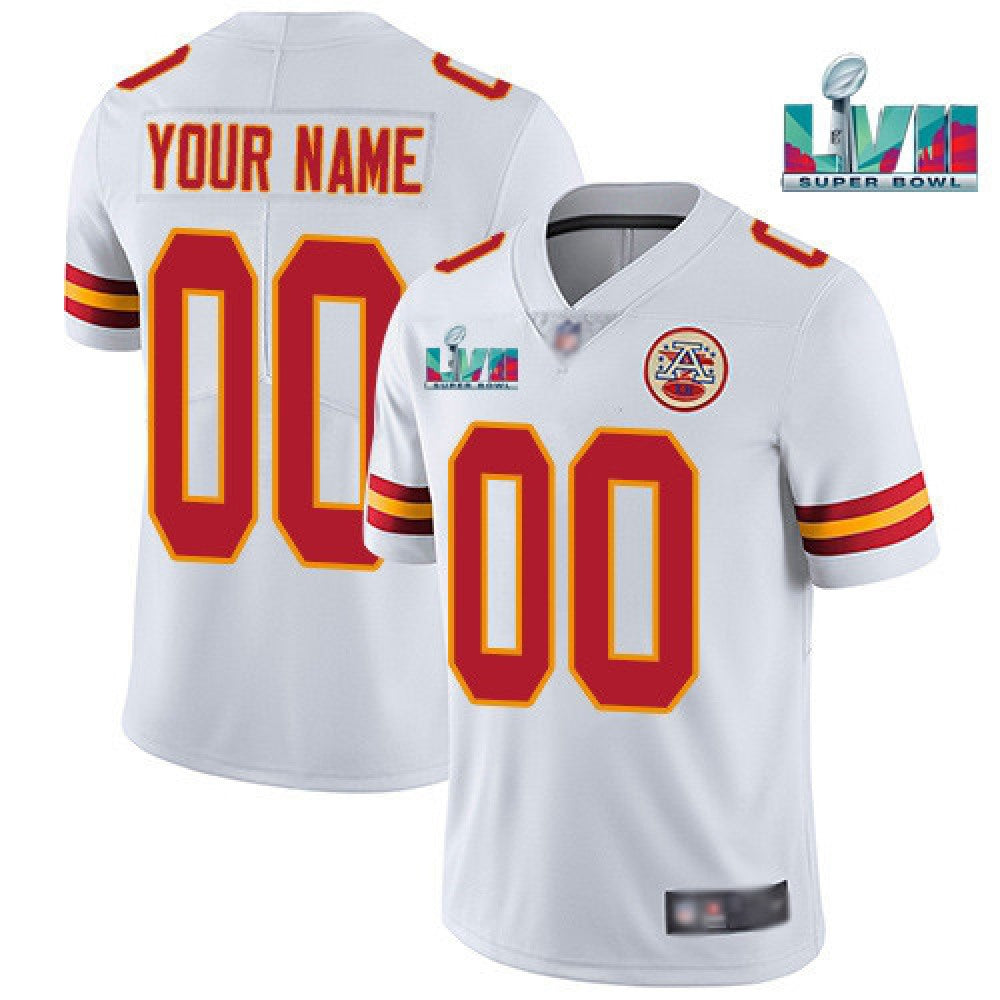 Men's Kansas City Chiefs Active Player Custom White Super Bowl LVII Patch Vapor Untouchable Limited Stitched Jersey 