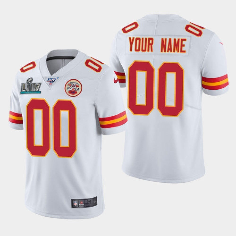 Men's Kansas City Chiefs Customized White Super Bowl LIV Vapor Untouchable Limited Stitched NFL Jersey 