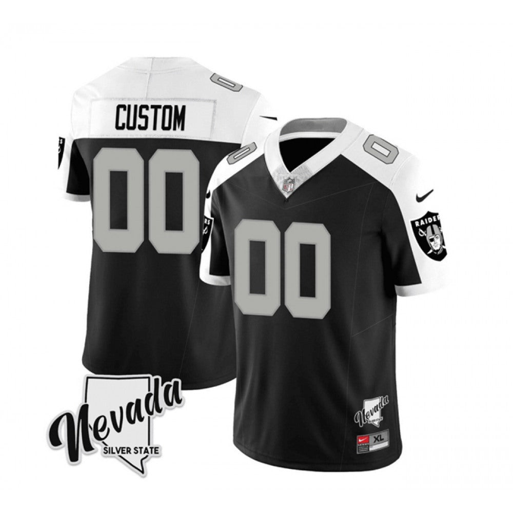 Men's Las Vegas Raiders Active Player Custom Black/White 2023 F.U.S.E Nevada Silver Stat Stitched Football Jersey 
