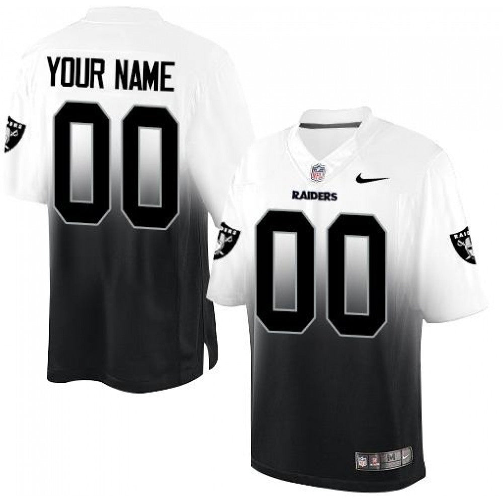 Oakland Raiders Customized Black/White Men's Stitched Elite Fadeaway Fashion NFL Jersey 