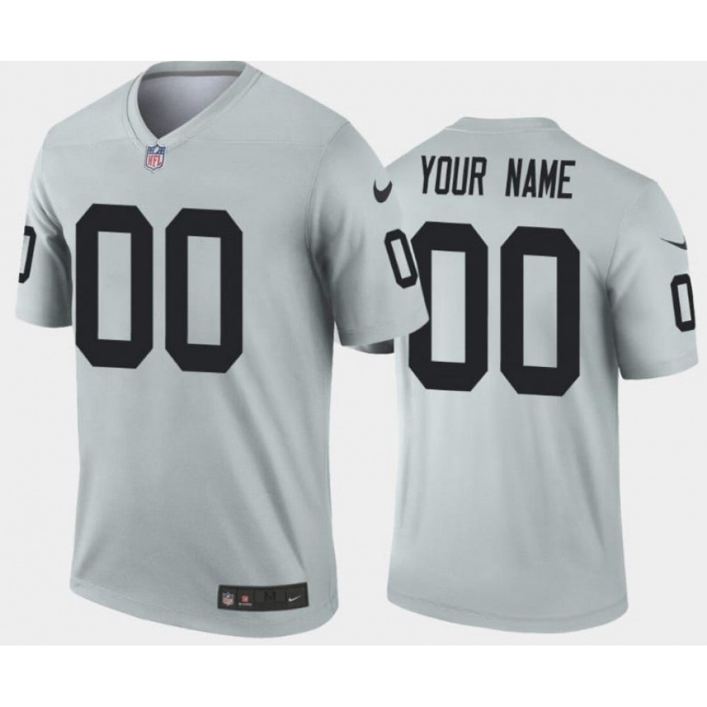 Men's Las Vegas Raiders Customized Grey Inverted Legend Stitched Jersey 