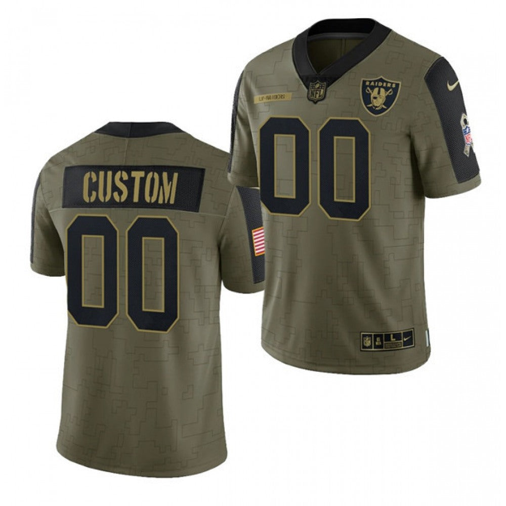 Men's Las Vegas Raiders ACTIVE PLAYER Custom 2021 Olive Salute To Service Limited Stitched Jersey 