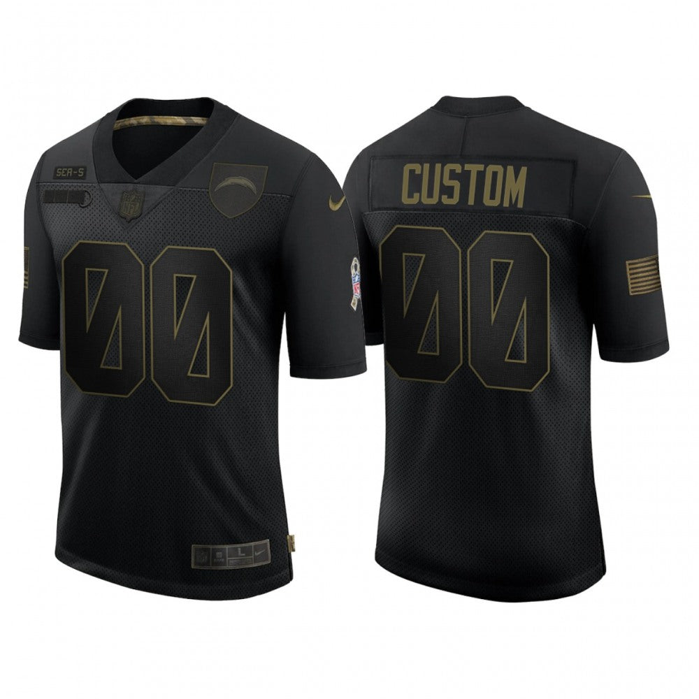Men's Los Angeles Chargers Customized 2020 Black Salute To Service Limited Stitched Jersey 
