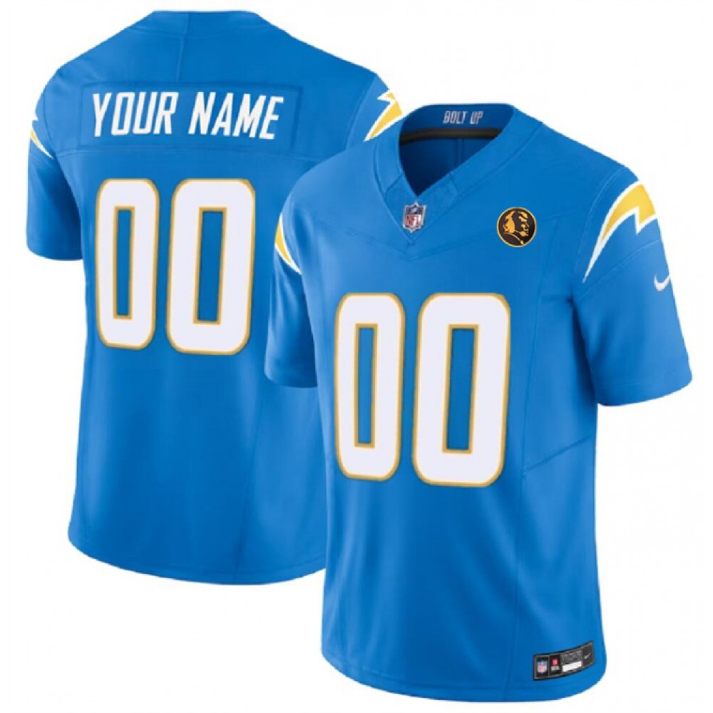 Men's Los Angeles Chargers Active Player Custom Light Blue 2023 F.U.S.E. With John Madden Patch Vapor Limited Stitched Football Jersey 