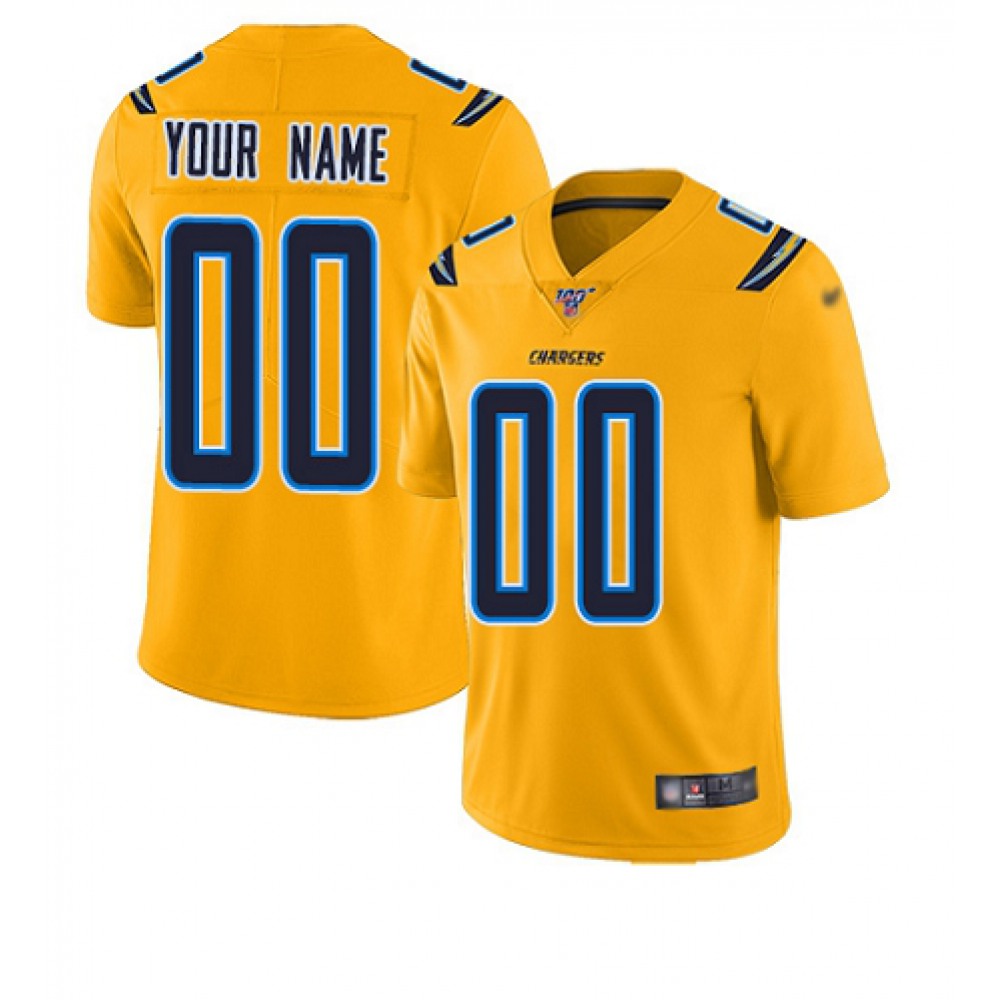 Men's Los Angeles Chargers Customized Electric 2019 Gold 100th Season Vapor Untouchable NFL Stitched Limited Jersey 