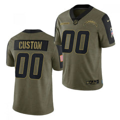 Men's Los Angeles Chargers Customized 2021 Olive Salute To Service Limited Stitched Jersey 