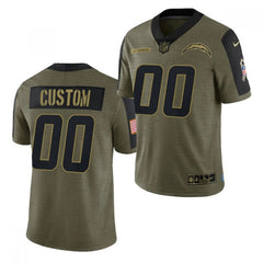 Men's Los Angeles Chargers ACTIVE PLAYER Custom 2021 Olive Salute To Service Limited Stitched Jersey 