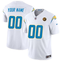 Men's Los Angeles Chargers Active Player Custom White 2023 F.U.S.E. With John Madden Patch Vapor Limited Stitched Football Jersey 