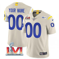 Men's Los Angeles Rams ACTIVE PLAYER Custom 2022 Bone Super Bowl LVI Vapor Limited Stitched Jersey 