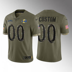 Men's Los Angeles Rams ACTIVE PLAYER Custom Olive 2022 Salute To Service Limited Stitched Jersey 