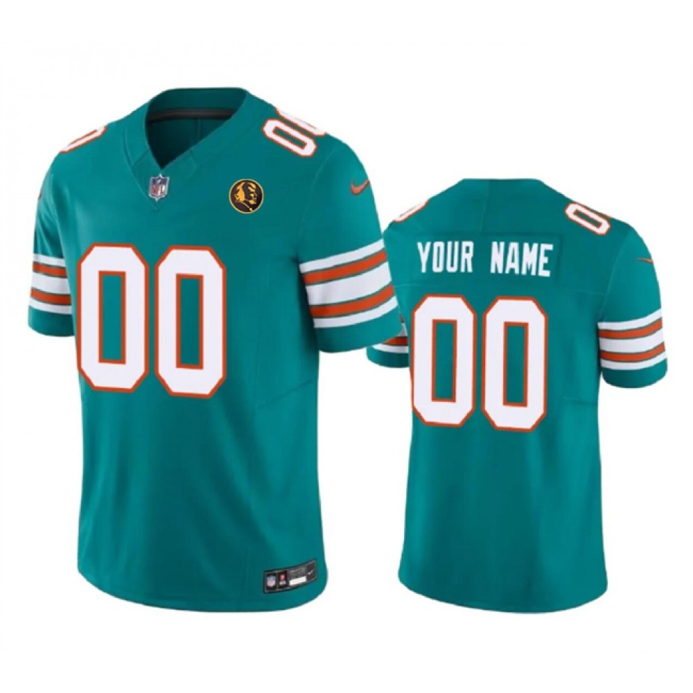 Men's Miami Dolphins Active Player Custom Aqua 2023 F.U.S.E. Alternate With John Madden Patch Vapor Limited Stitched Football Jersey 