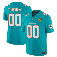 Men's Miami Dolphins Active Player Custom Aqua 2023 F.U.S.E. With John Madden Patch Vapor Limited Stitched Football Jersey 