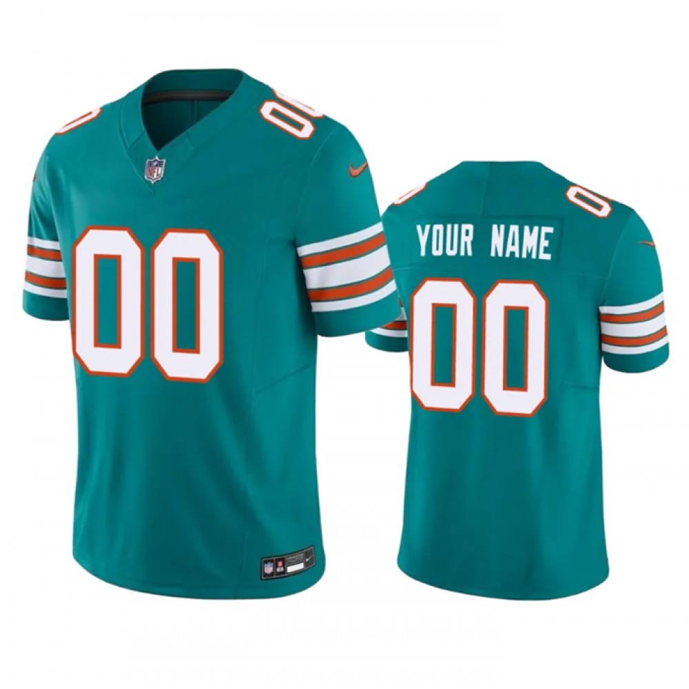 Men's Miami Dolphins Active Player Custom Aqua 2023 F.U.S.E Vapor Limited Stitched Football Jersey 