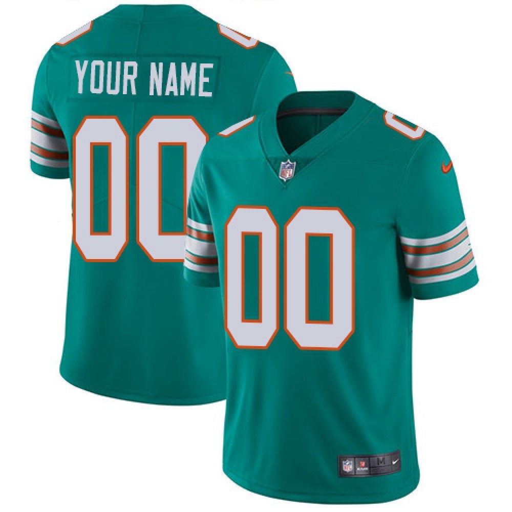 Men's Miami Dolphins Customized Aqua Green Alternate Vapor Untouchable NFL Stitched Limited Jersey 