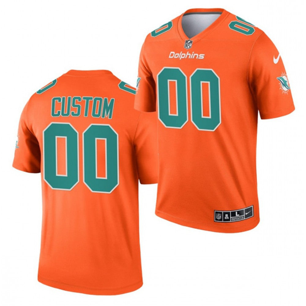 Men's Miami Dolphins ACTIVE PLAYER Custom 2021 Orange Inverted Legend Stitched Jersey 