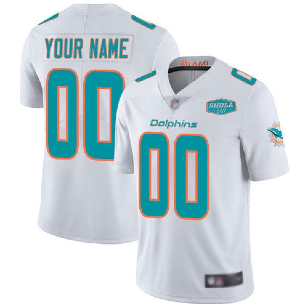 Men's Miami Dolphins Customized White With 347 Shula Patch 2020 Vapor Untouchable NFL Stitched Limited Jersey 